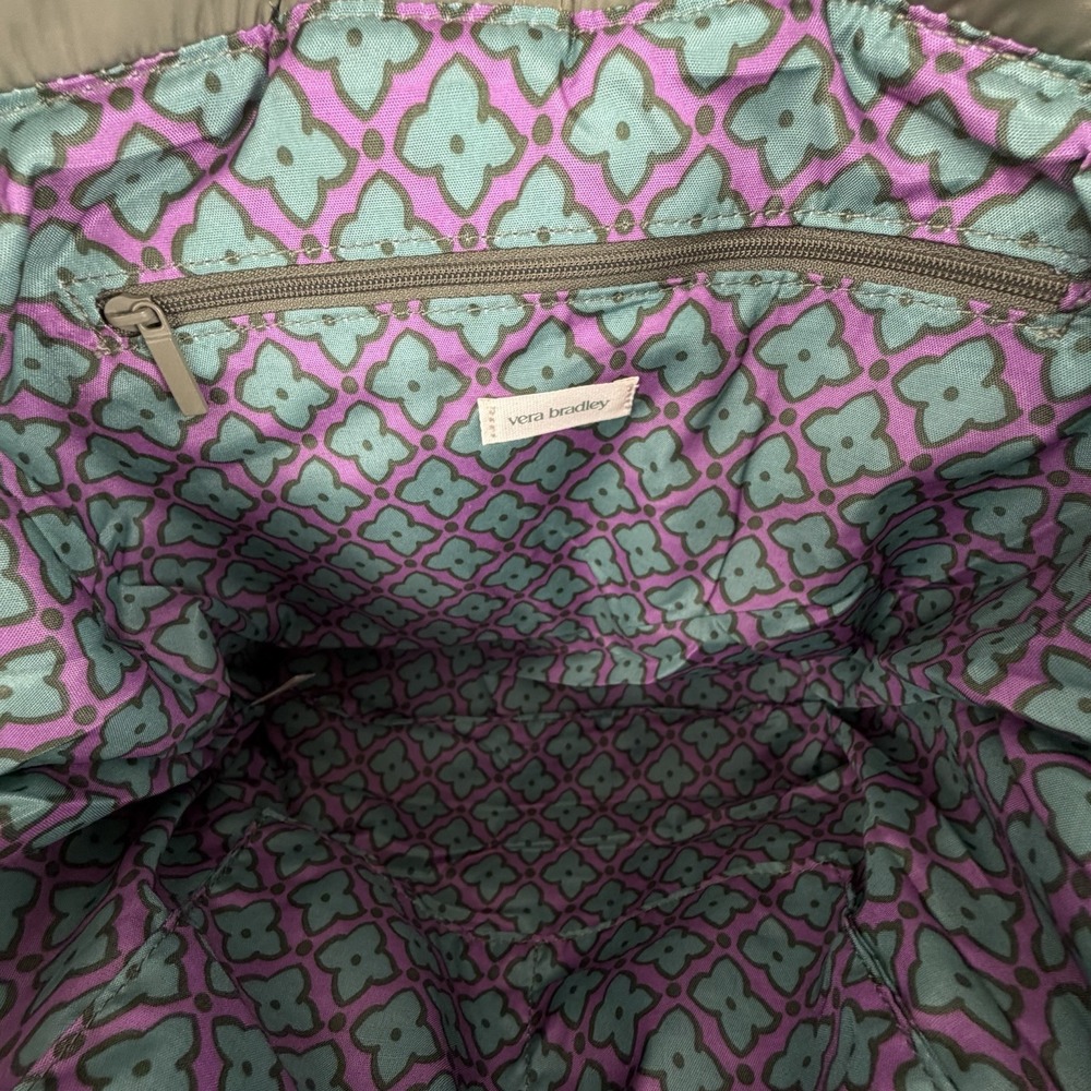 Vera Bradley Small East West Tote Purse Bag Deep Lichen Green Lightweight Preppy - Picture 7 of 13
